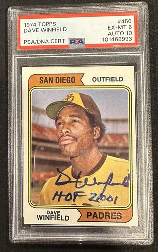 1974 Topps Dave Winfield Autographed Rookie PSA 6 10 Auto #456 Padres