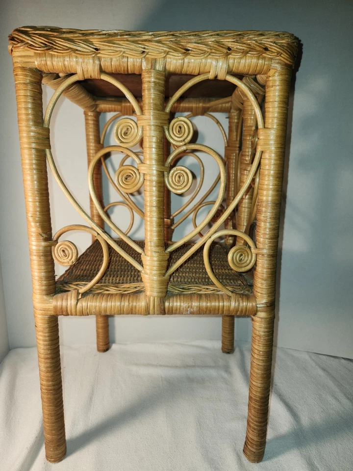 Small Ratan Side Table 21 in. high tan - Image 4 of 4