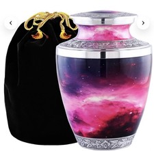 Urns to Heaven Adult Size Urn for Cremation Ashes Pink and Purple Galaxy Cosmos