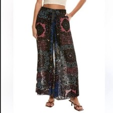 Johnny WAS NAVA Burnout Lightweight elastic Waist Print Pants New 398 XXL Silk