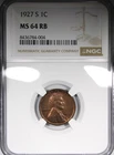 1927-S Lincoln Cent NGC MS64RB RED BROWN Uncirculated 1C