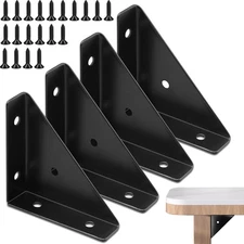 4Pcs Corner Bracket Black Angle Bracket Corner Brace, Metal Corner Brackets T...