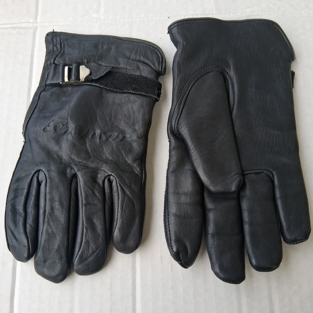 Vintage Snap On Tools Leather Riding Biking Gloves Strap 15671 Size Medium Black