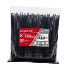Zip Ties 8 inch 1000 Pack , 40lbs Tensile Strength, Black Cable 8" 1000 Pack