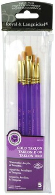 Royal & Langnickel(R) Gold Taklon Value Pack Brush Set-5/Pkg