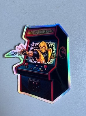 Retro Mortal Kombat  2-arcade machine Scorpion  3inch Holographic Sticker