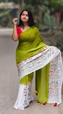Mul Cotton Hand Embriodary Badni Print Saree Women Exclusive Ethnic Wear Sari