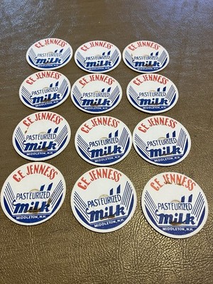 Lot of 12 C.E.Jenness Middleton,NH.Milk Caps 1 5/8 Diam