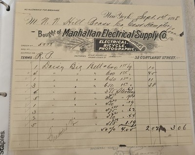 Rare 1898 New York City NYC Letterhead Manhattan ELECTRIC BICYCLE PHOTOGRAPHIC