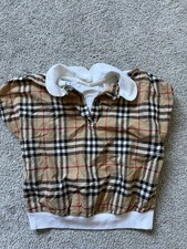 Burberry Girl Deanne Check Panel Short Sleeves Shirt Top Blouse Beige Size 6