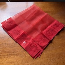 Vintage 60s 70s Scarf Made in Japan Red Square 26 inch Semi Sheer