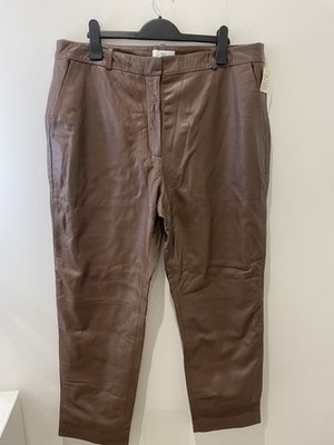 La Redoute hellbraune Lederhose gerades Bein Größe 18 kurz knöchelweich schick UVP 199 £