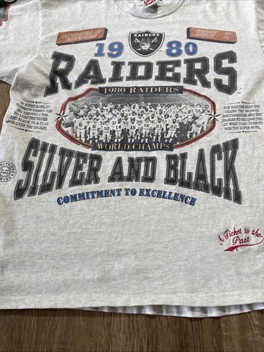 Vintage Long Gone 1980 Oakland Raiders 3/4 Sleeve T-shirt XL USA Single Stitch - Picture 8 of 21