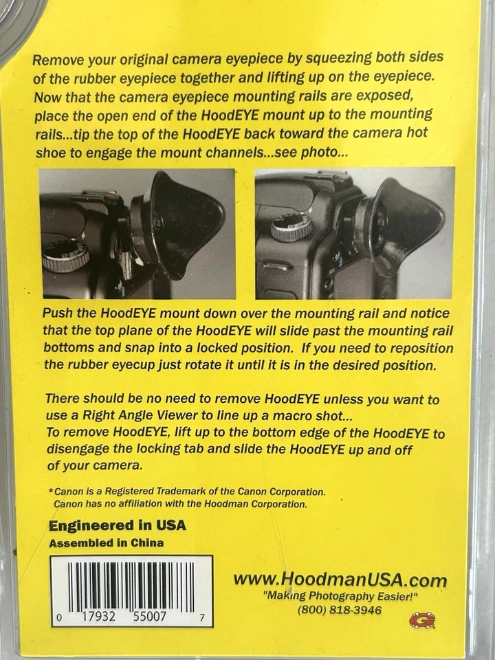Hoodman Hoodeye H-EYEN22S For Nikon Digital SLR Camera Eyecup Square Eyepieces - Image 4 of 4