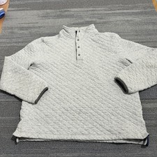 Rhone Sweater Mens Large Gray Gramercy Quilted Pullover 1/4 Snap Fleece Casual