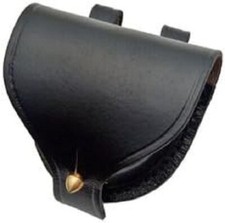 3.5" x 2" x 5" Plain Black Leather Cap Pouch With Belt Loops New