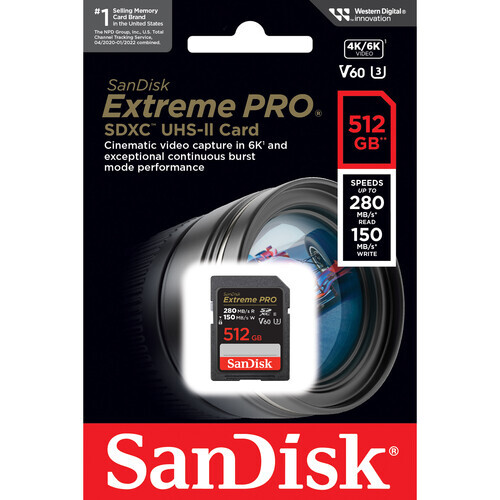Tarjeta de memoria flash SanDisk SDXC Extreme PRO 280 MB/s UHS-II 512 GB 1 TB - Imagen 3 de 5