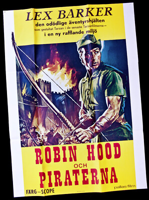 LEX BARKER - ROBIN HOOD - RIESEN FILMPLAKAT 86 x 60 CM -  SCHWEDEN 1975 TOP