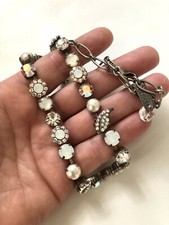 Necklace by Mariana Swarovski Crystals Pearl Leaf and Flower Signed Estate