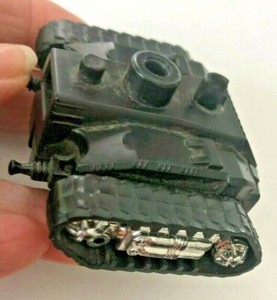 Vtg Military ST TANK FRICTION TOY Army WWII 1:64 Toy Action Figure BLACK a