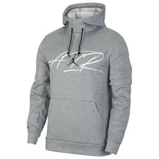 NEW MEN  S NIKE AIR JORDAN THERMA FLEECE PULLOVER HOODIE SWEATSHIRT  IN GRAY  