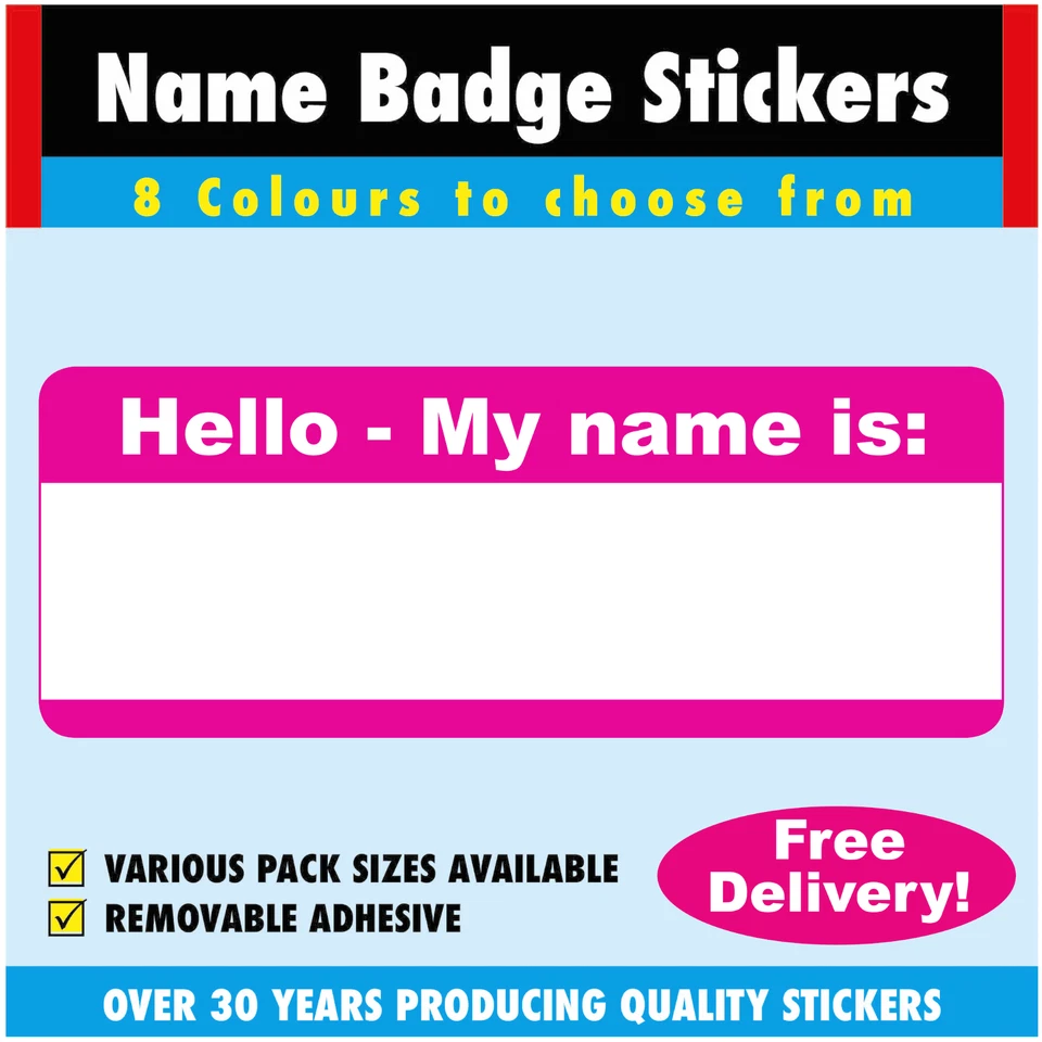 PRICE STICKERS Pink - Name Badge Labels / Stickers For Schools, Clubs, Churches etc.