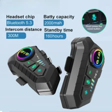 Motorcycles Intercom Headset Helmet BT 5.3 for 2 Riders Intercommunicator 300M