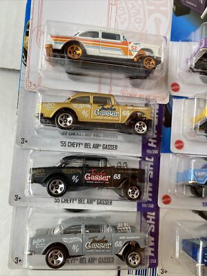 8 SET Hot Wheels 55 Chevy Bel Air Gasser flat BLACK GRAY GOLD