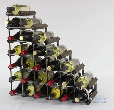 Support À Vin Cranville 27 Bouteilles Chêne Foncé Bois Et Métal Assemblé - Photo 1/4