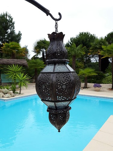 Lampadario Marocchino Ferro Battuto Lanterna lu7 Applique Luce 65 CM - Foto 2 di 5