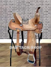 Western Barrel Rough out Leather Horse Saddle with Tack Set with Free shipping