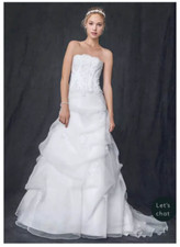 Wedding Dress Sz 12 Ivory Strapless Ball Gown w Pick ups  Corset BRAND NEW