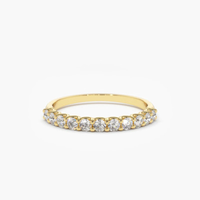Goldring Gelbgold Ring 14K 585 mit 11 Diamanten Brillanten VS G-H 0,41 Karat 