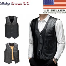 Men's Clubs Leather Motorcycle Vest bikers Tactical waistcoat