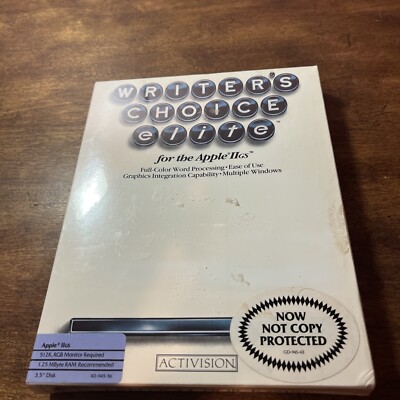 Writer s Choice Elite( Apple IIGS 2, 1987) Big Box Work Processor New Sealed