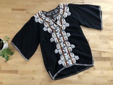 Vtg 60s/70s Embroidered Folk Tunic Top Gypsy Ethnic Hippie Boho Festival XS S