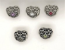 Pandora Signature Heart 925 791784 Birthstone Heart many slide bead Charms NEW