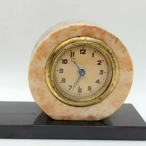 Reloj de Escritorio Vintage MCM Mármol Piedra Rosa ART DECO Oficina Abrigo ¡Mira Aquí! Foto 2 de 4