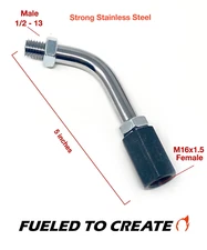 1/2"-13 to M16x1.5 Shift Knob Adapter – Curved Stainless Extension Arm Shifter