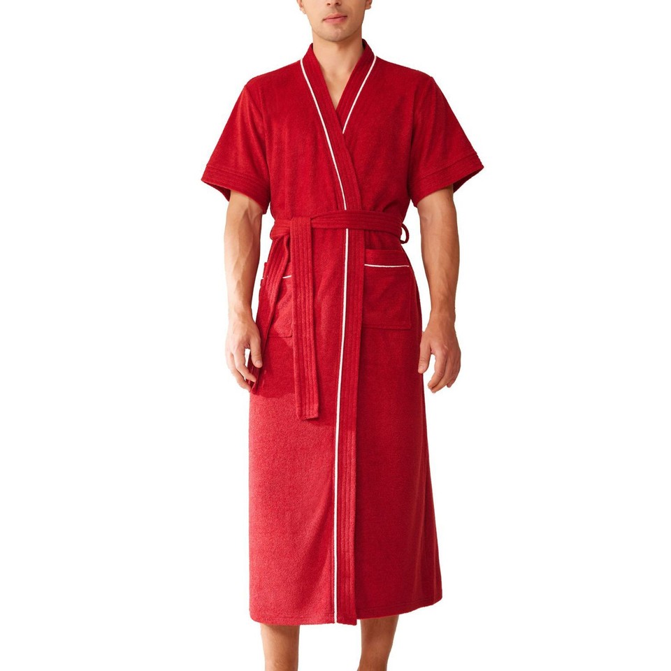 Men Terry Cloth Robe Summer Long Bath Robe Bath Hot Tub Spa Breathable