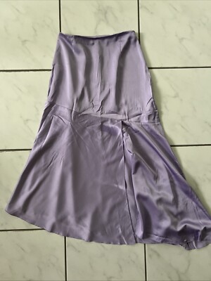 And Other Stories Rock Midi Satin Gr. 34 Lila Asymmetrisch Schlitz Neuwertig