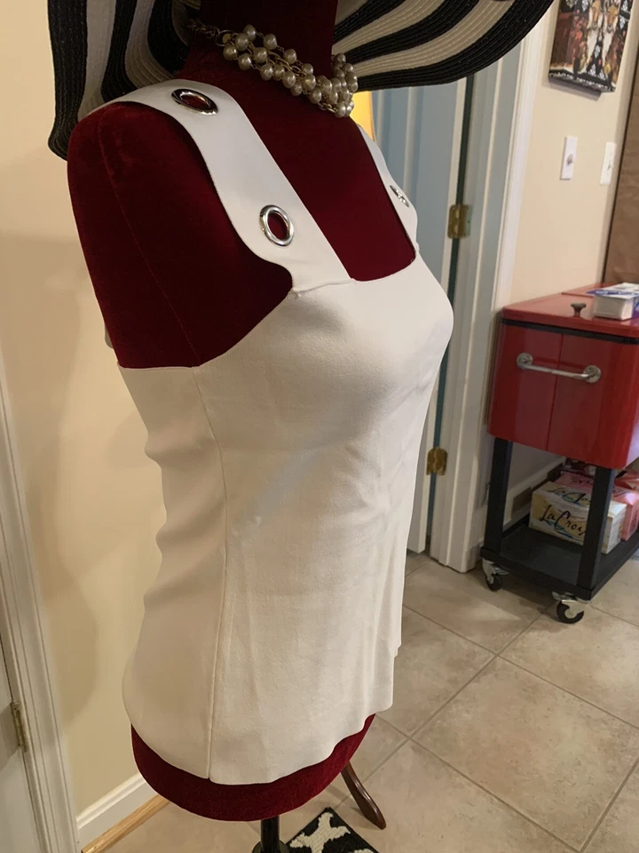 Bar III женщин яркий белый без рукавов толщиной ремень Серебряный вязаный топ Sz L новый с Ярлыками - Изображение 3 из 4