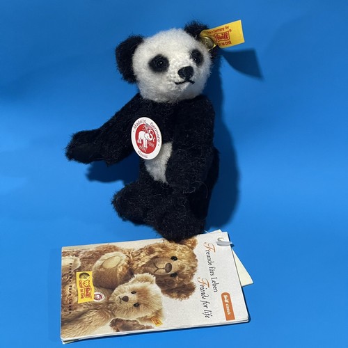 STEIFF Panda Bear Alpaca Fur Mini 4” Teddy Head Turns Sits Stands Arms Move 2006 - Picture 4 of 15