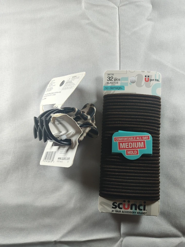 Scunci LOC-A-LOC Fabuloso Tecido Garra Coberta Clipe de Garra e Faixas Elásticas de Cabelo Ver Desc - Imagem 2 de 2