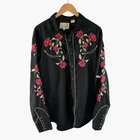 Vintage Roper Shirt Women’s Black Floral Embroidered Western Pearl Snap XL