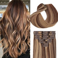 Clip in Hair Extensions Real Human Hair Extensions for Women Invisi... Fast Ship