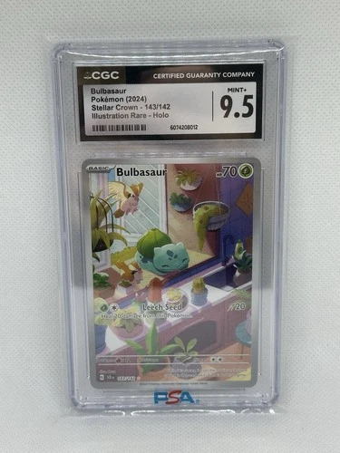 CGC 9.5 Bulbasaur Pokémon S&V Stellar Crown Illustration Rare Holo 143/142