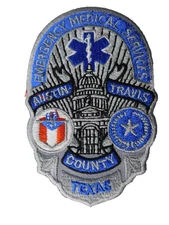 AUSTIN TRAVIS COUNTY EMS SHOULDER PATCH CREST EMERGENCY MEDICAL SERVICES TEXAS