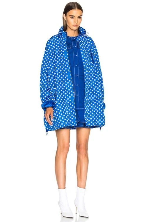 Giacca a vento Givenchy blu stampa stella impermeabile giacca cappotto oversize nuovo senza etichette