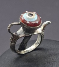 Stunning Ancient Roman Unique Pattern Mosaic Glass Bronze Ring